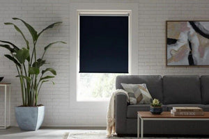 CUSTOM CUT BLINDS StyleWell Cordless Blackout Roller Shades - Dark Blue